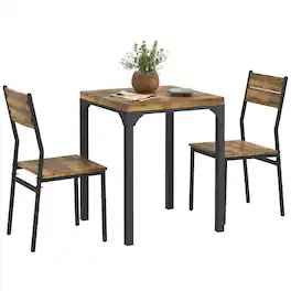 Homcom - 3 Piece Dining Table Set for 2, Modern Kitchen Table and Chairs, Dining Room Set for Breakfast Nook, Small Space - Rustic Brown