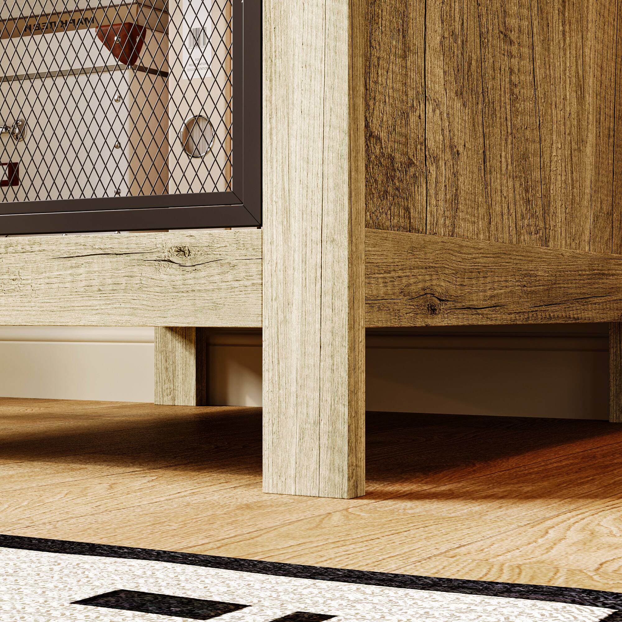 Alt View 10. Famapy - Famapy Rustic Wood Desk with Mesh Doors: Press - to - Open, Organized & Cozy Workspace - Gray.