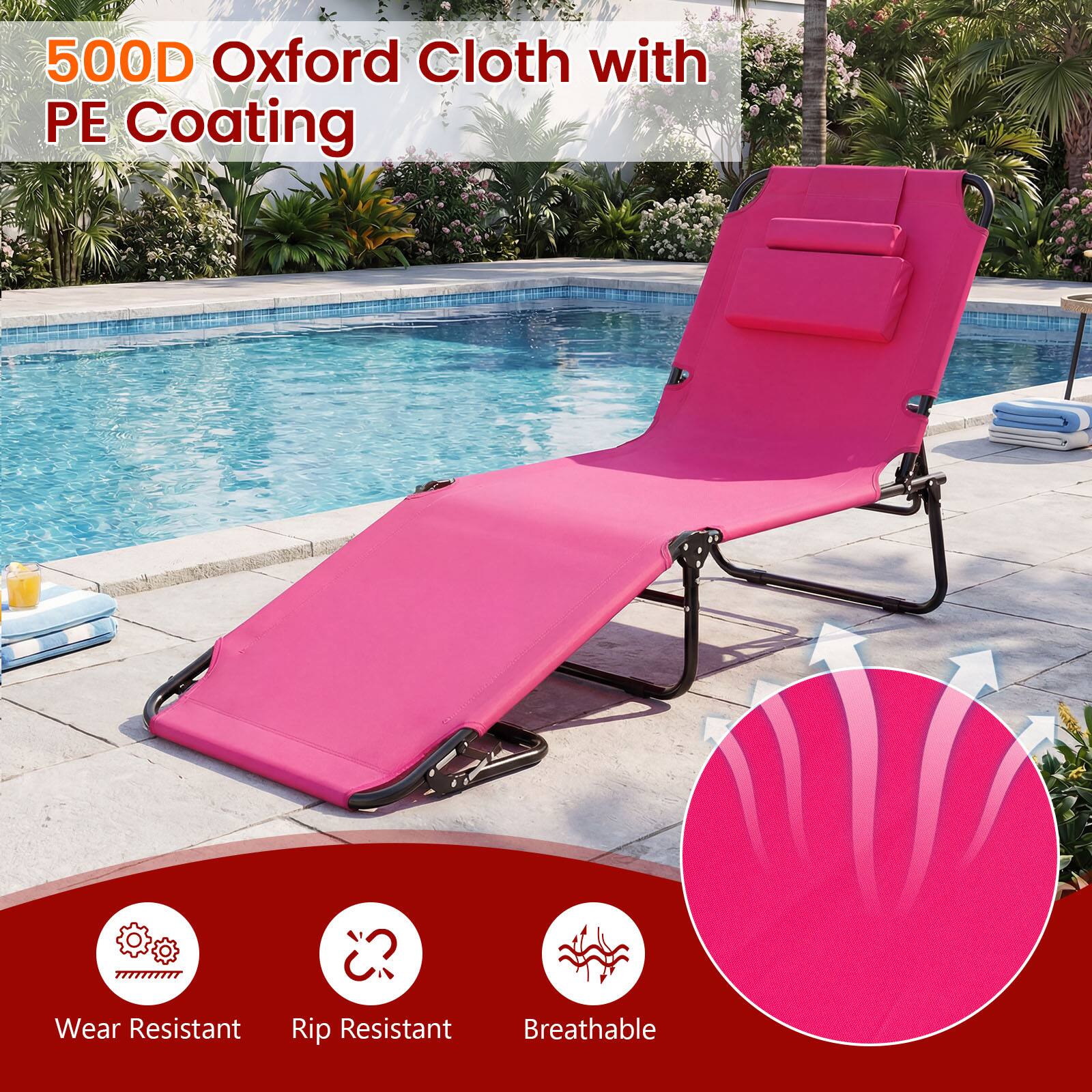 500D Oxford Cloth with PE Coating  
Wear Resistant  
Rip Resistant  
Breathable