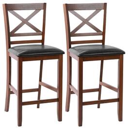 Kadyn - 2-Pc Set Bar Stools 25 In Counter Height Chairs with PU Leather Seat, for Kitchen Island - Brown