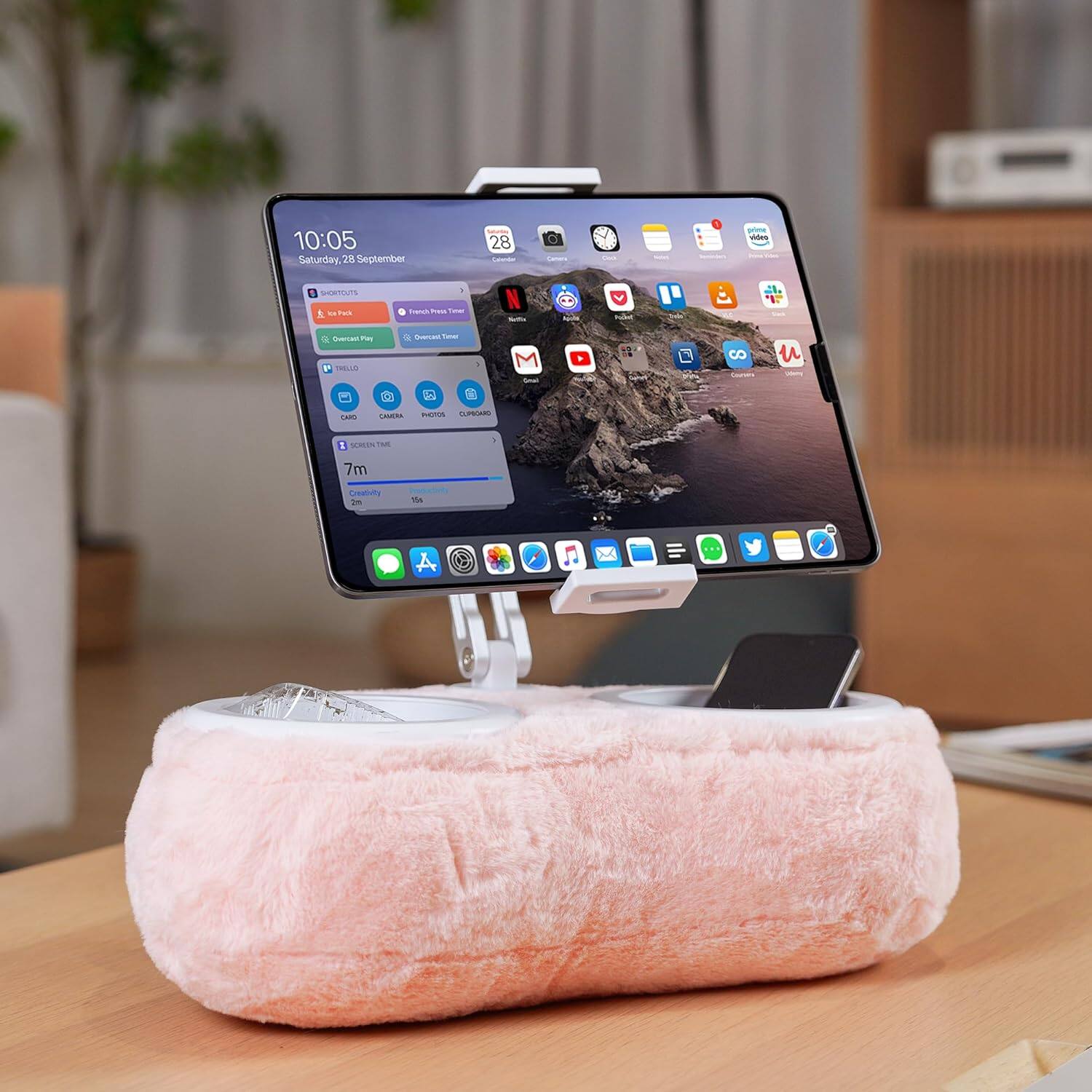 bonoch - Tablet Stand Pillow, Kindle Pillow Stand, ipad Holder for Bed Compatible with iPad, iPhone, Samsung, Kindle, 360°Adjusta - Pink