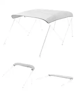 VEVOR - 4 Bow Boat Bimini Tops, 600D Polyester Canopy, Waterproof & Sun Protection Boat Awning Canopy with Storage Bag - Light Gray