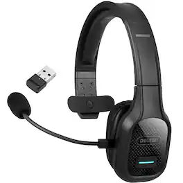 Delton - 20X Pro Wireless Bluetooth Over-the-Head Headset with Auto-pair USB Dongle (DBTHEAD20XBTDL) - Black