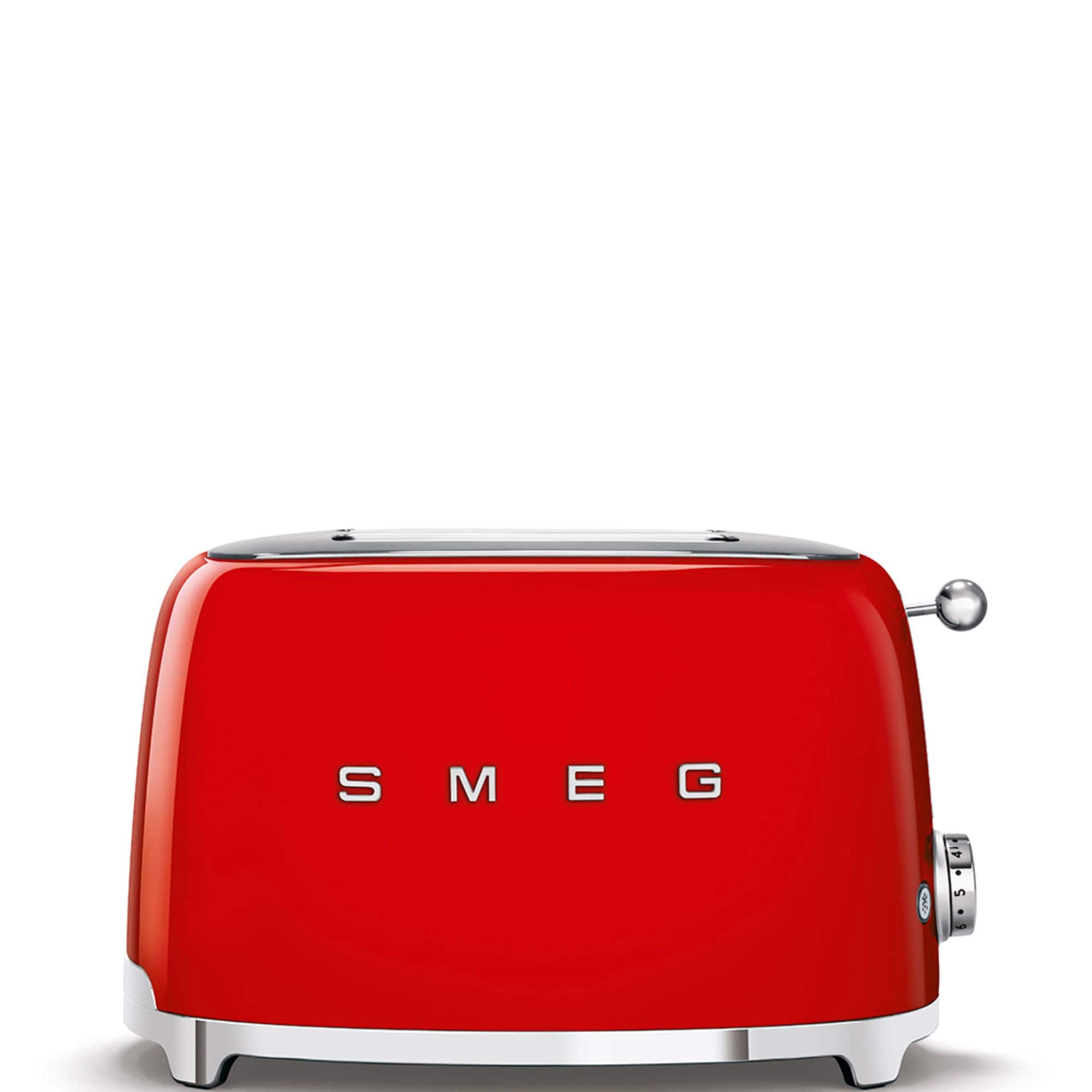 Front. SMEG - TSF01 2-Slice Wide-Slot Toaster - Red.