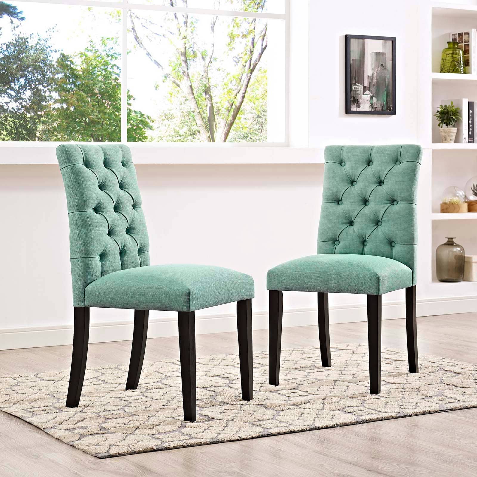 Photos - Chair Modway Duchess Fabric Dining Set of 2 by - Laguna EEI-3474-LAG