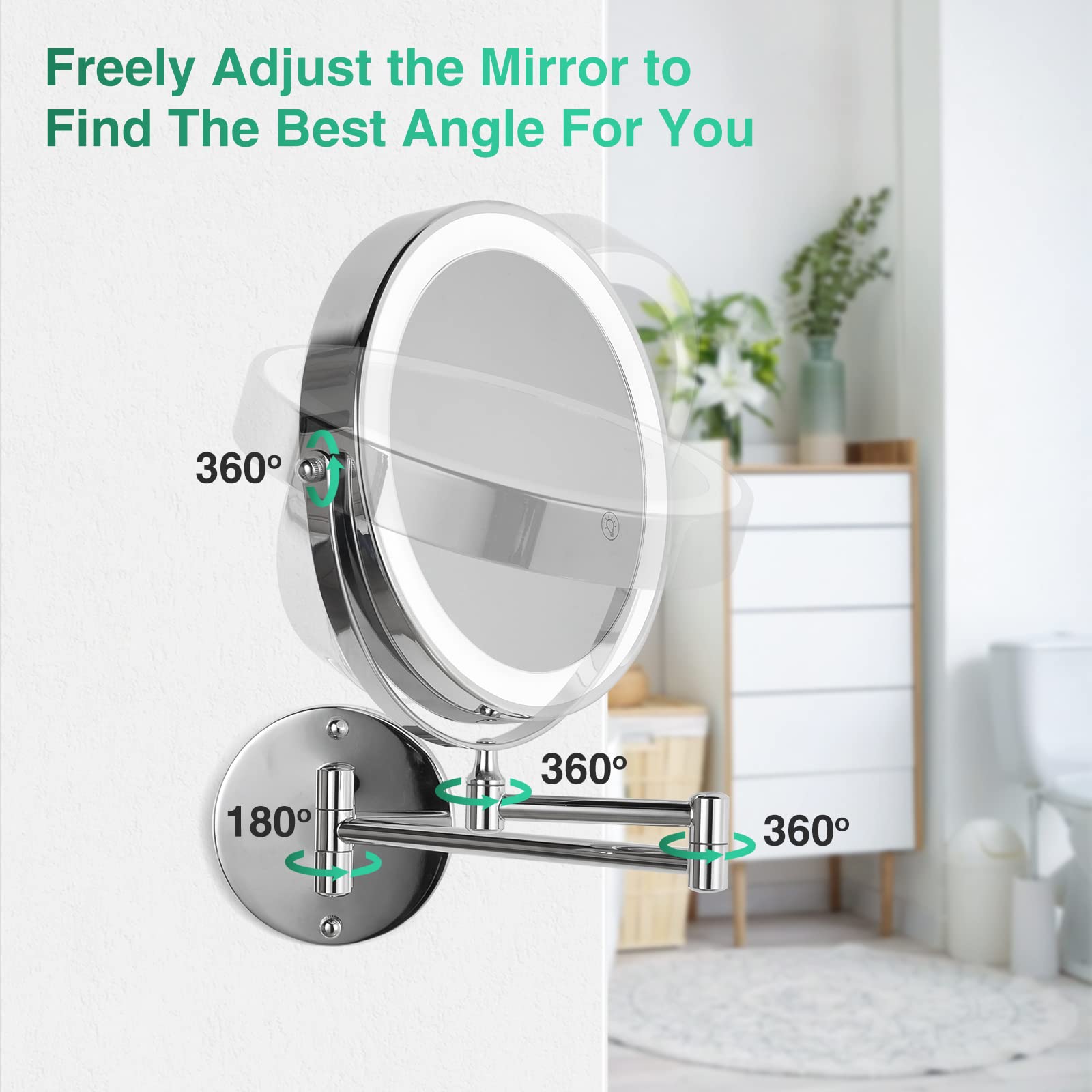 Freely Adjust the Mirror to Find The Best Angle For You

360°
180°
360°
360°