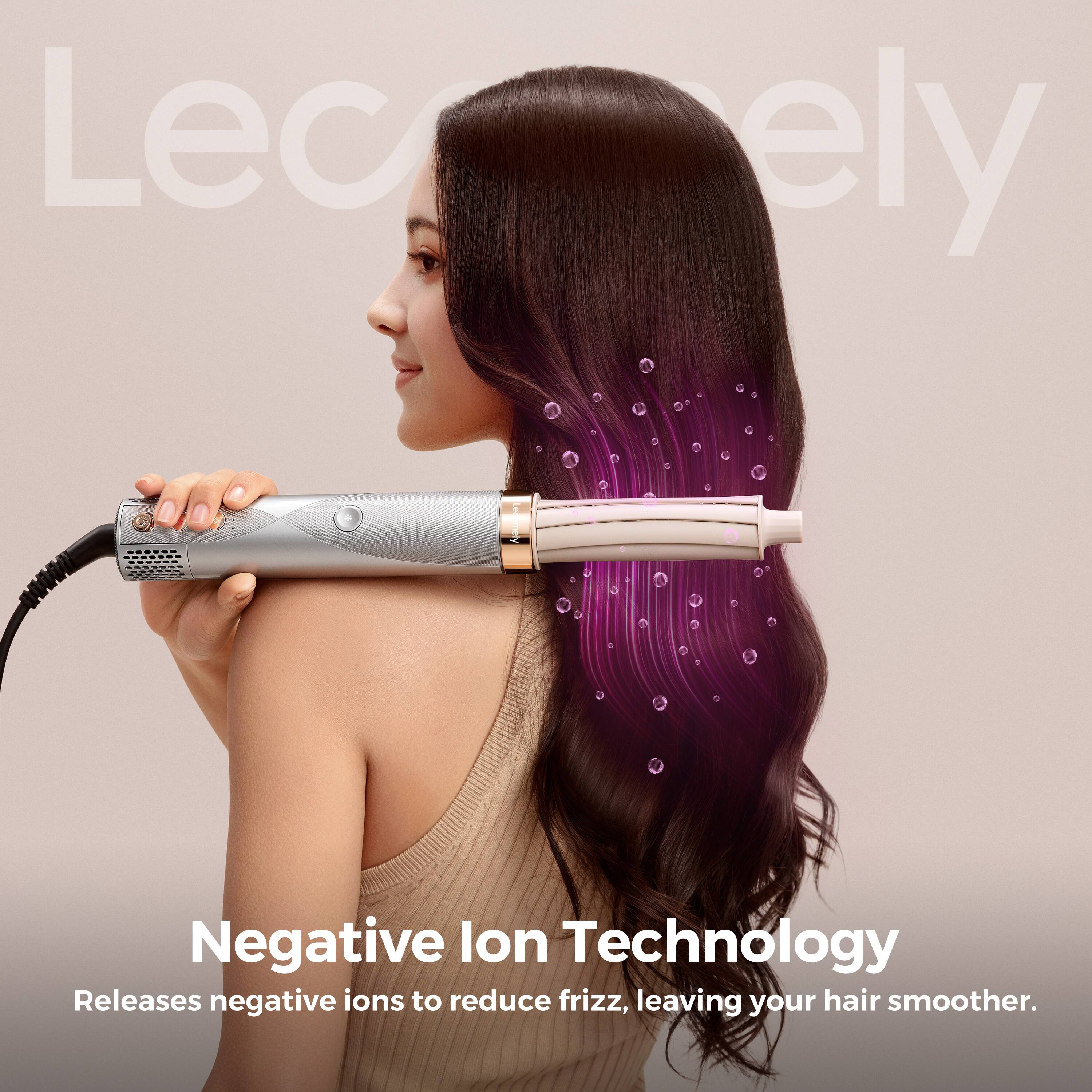 Lecely Negative Ion Technology Releases negative ions to reduce frizz, leaving your hair smoother.