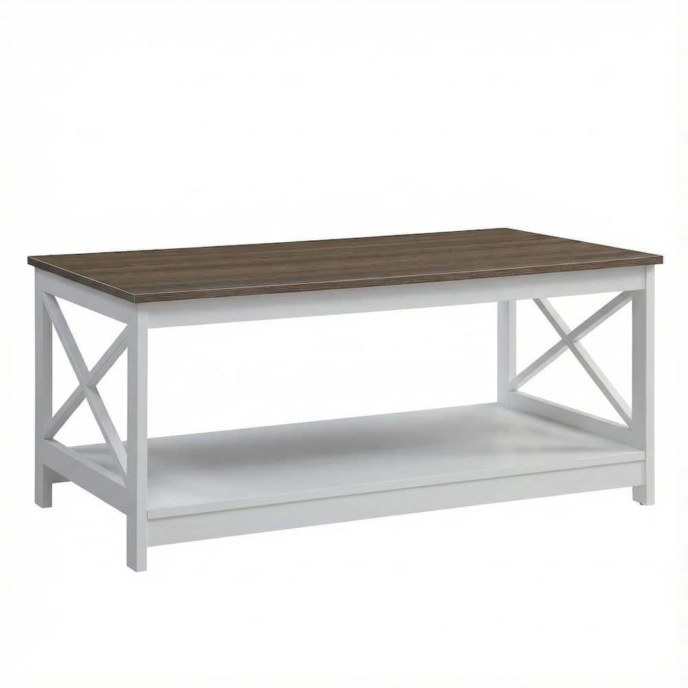 FurniFact - White Coffee Table with MDF and Particle Board Top - Driftwood