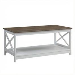 FurniFact - White Coffee Table with MDF and Particle Board Top - Driftwood