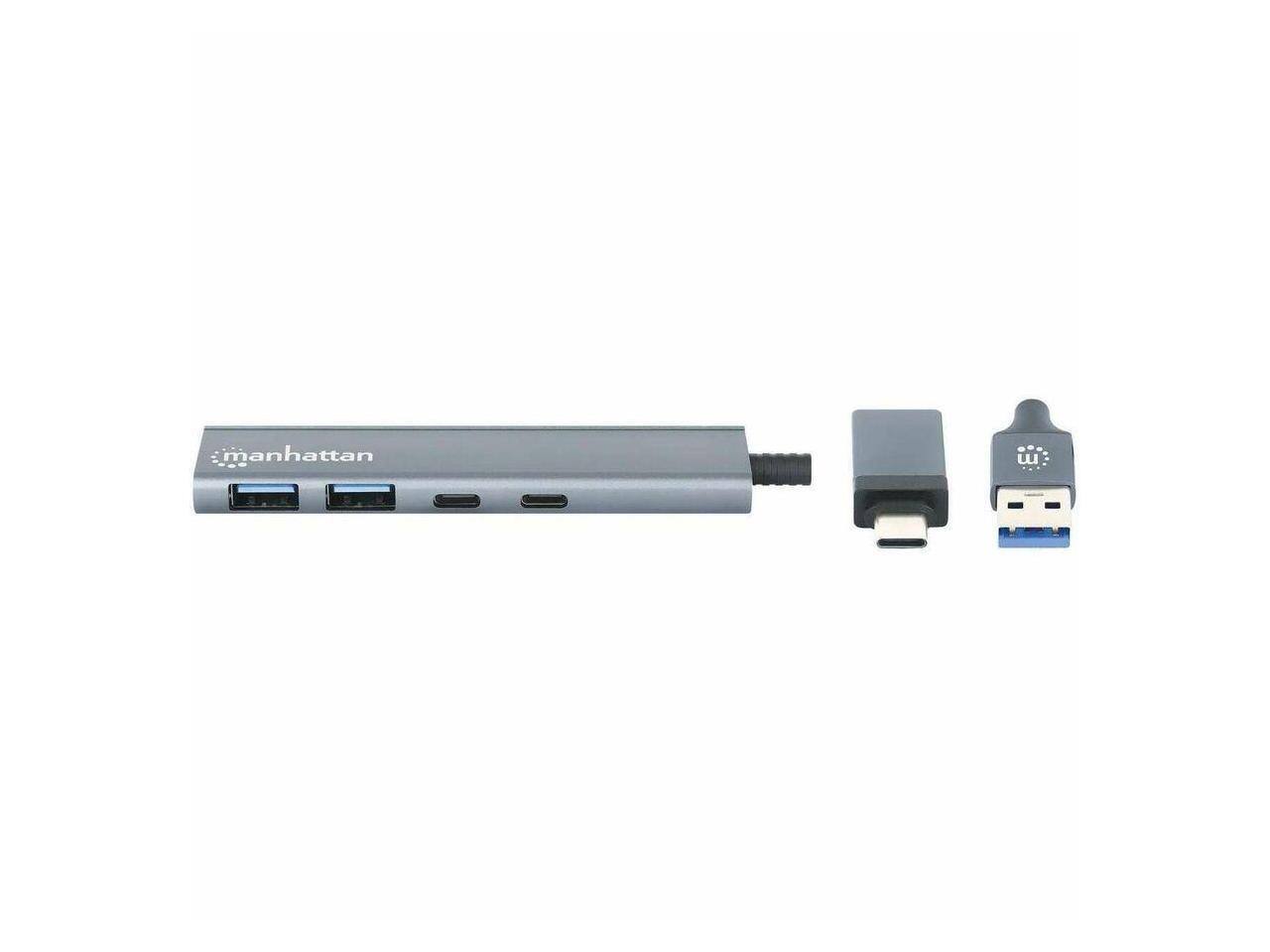 Alt View 2. Manhattan - Manhattan 4-Port USB 3.0 Hub - Type-C/Type-A, 640 MB/s, Portable for PC/Mac.