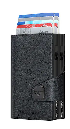 Tru Virtu - DoubleWallet CLICK & SLIDE Nappa Wallet - Black/Black