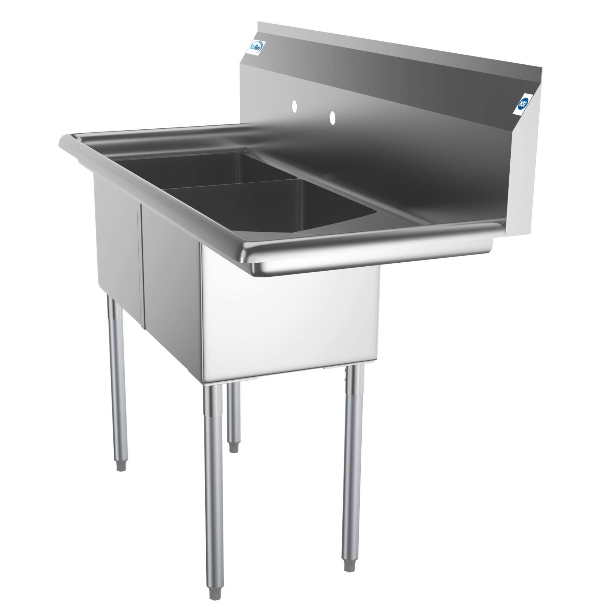 Back. Koolmore - 48 in. Two Compartment Stainless Steel  Sink with Drainboard, Bowl Size 15"x 15"x 12" SB151512-15R3. - Stainless Steel.
