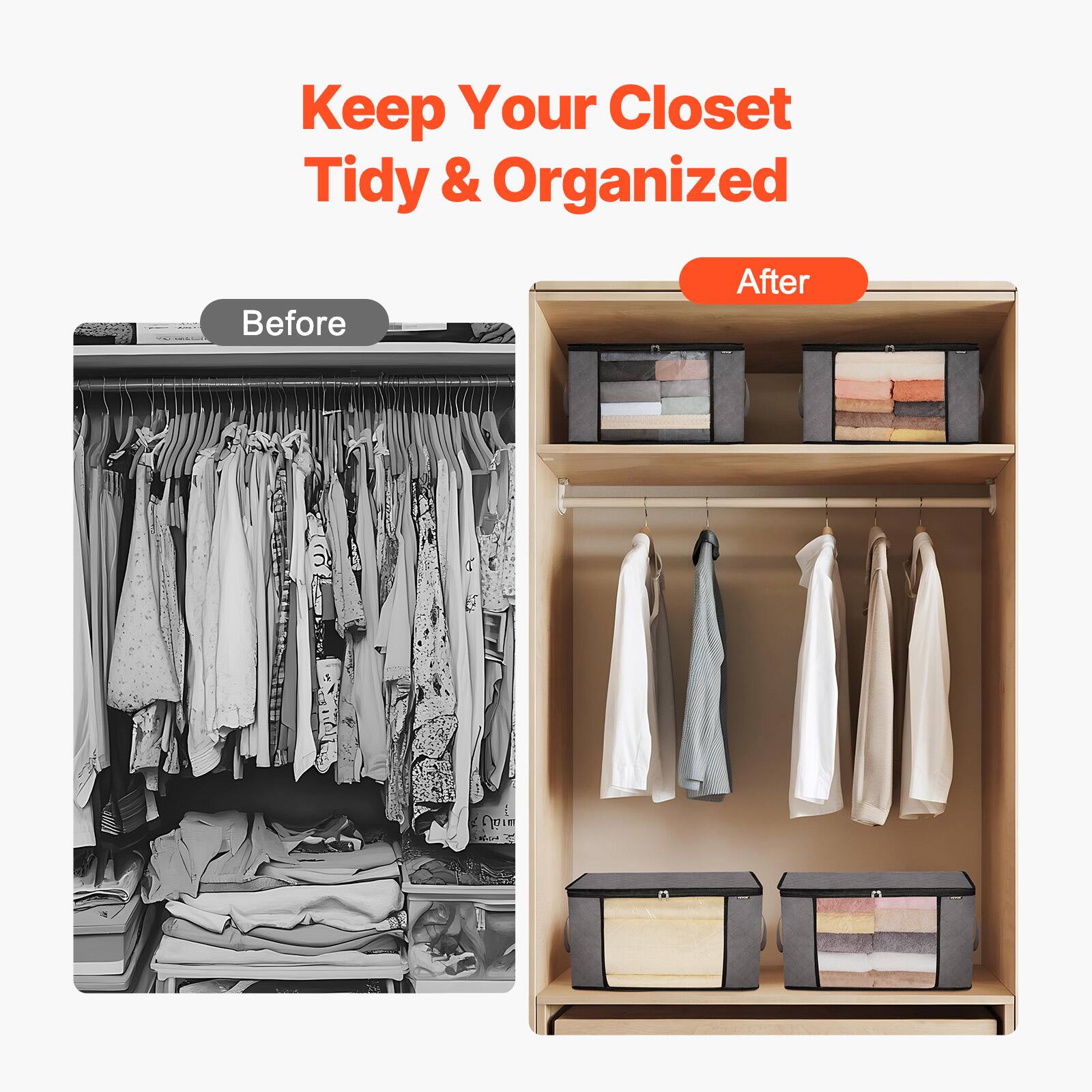 Keep Your Closet Tidy & Organized

Before

After