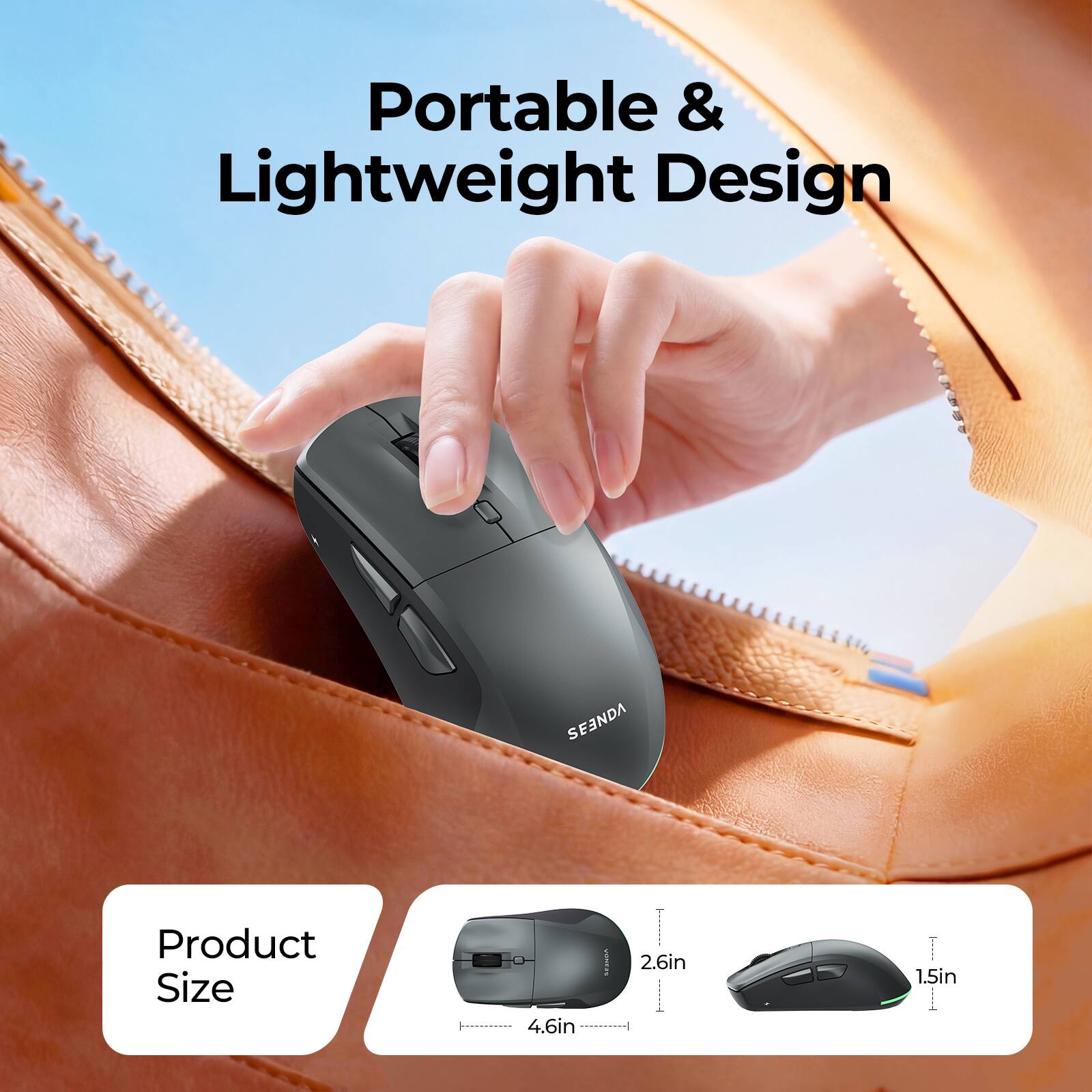 Portable & Lightweight Design

Product Size
4.6in
2.6in
1.5in
