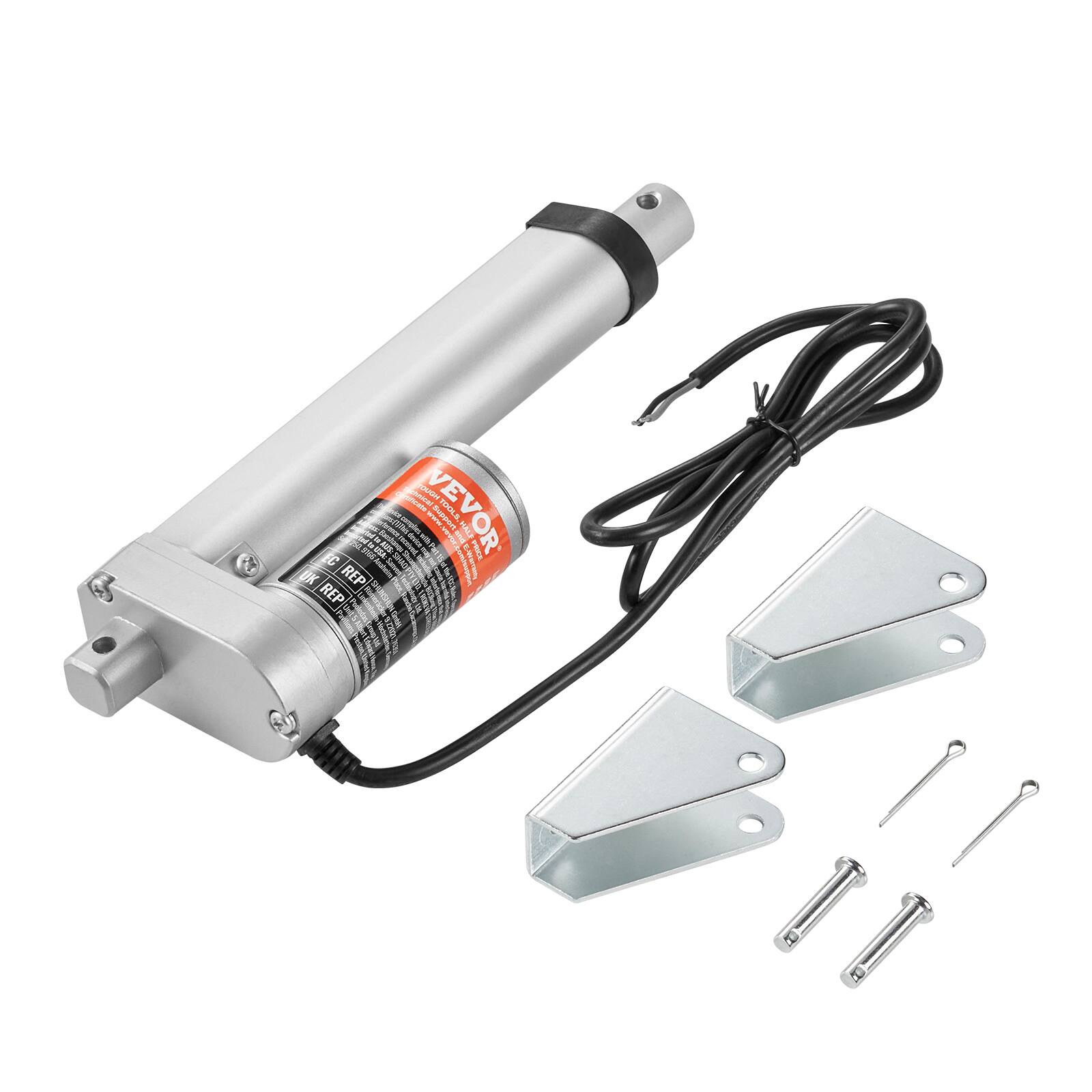 VEVOR - Linear Actuator 12V, 4 Inch High Load 330lbs/1500N Linear Actuator, 0.19"/s Linear Motion Actuator - Silver