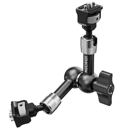 Front. Neewer - 7" Articulating Magic Arm with 360° Ball Heads, ARRI Pins, ST07 - Black.