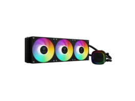 GAMDIAS - Aura GLV2 360mm AIO, Rotatable Pump, 3x120mm Fans, PWM & Sync, LGA 1851/1700, AM5/AM4 - ARGB