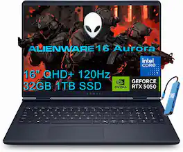 Alienware - 16 Aurora 16" 2.5K 120Hz AC16250 Laptop - Intel Core 7 240H with NVIDIA GeForce RTX 5050 - Wi-Fi 7 - 32GB RAM - 1TB SSD - Blue