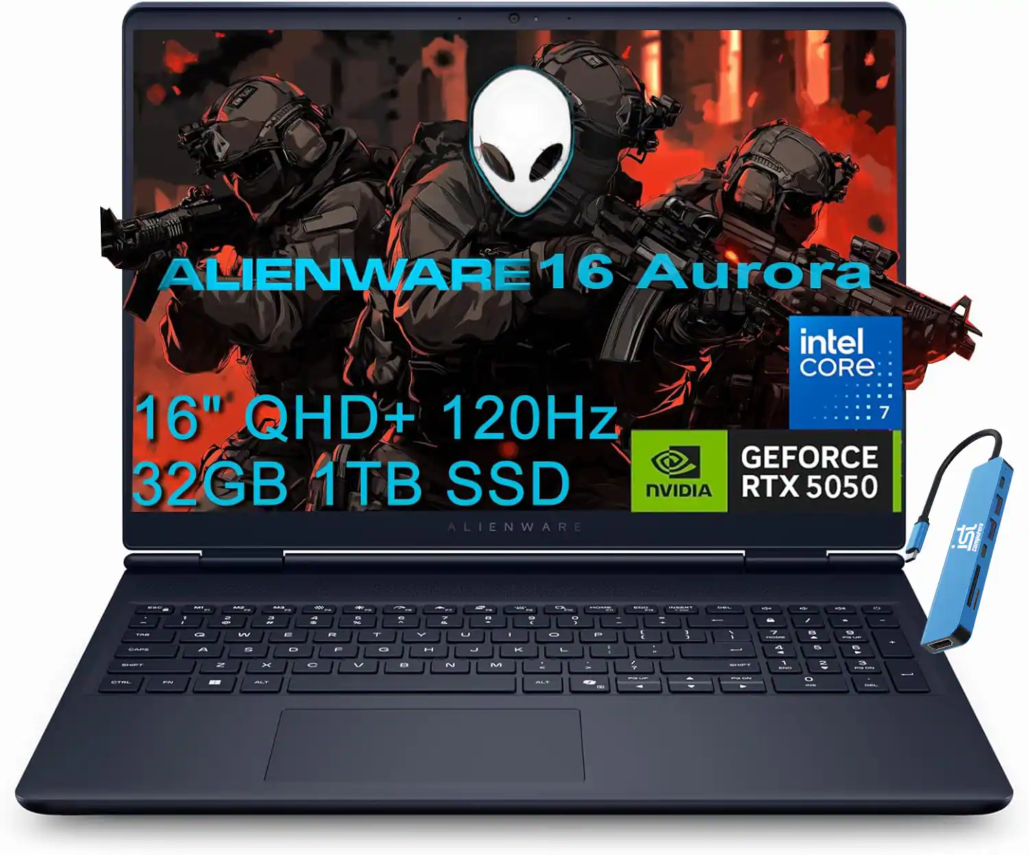 Alienware - 16 Aurora 16" 2.5K 120Hz AC16250 Laptop - Intel Core 7 240H with NVIDIA GeForce RTX 5050 - Wi-Fi 7 - 32GB RAM - 1TB SSD - Blue