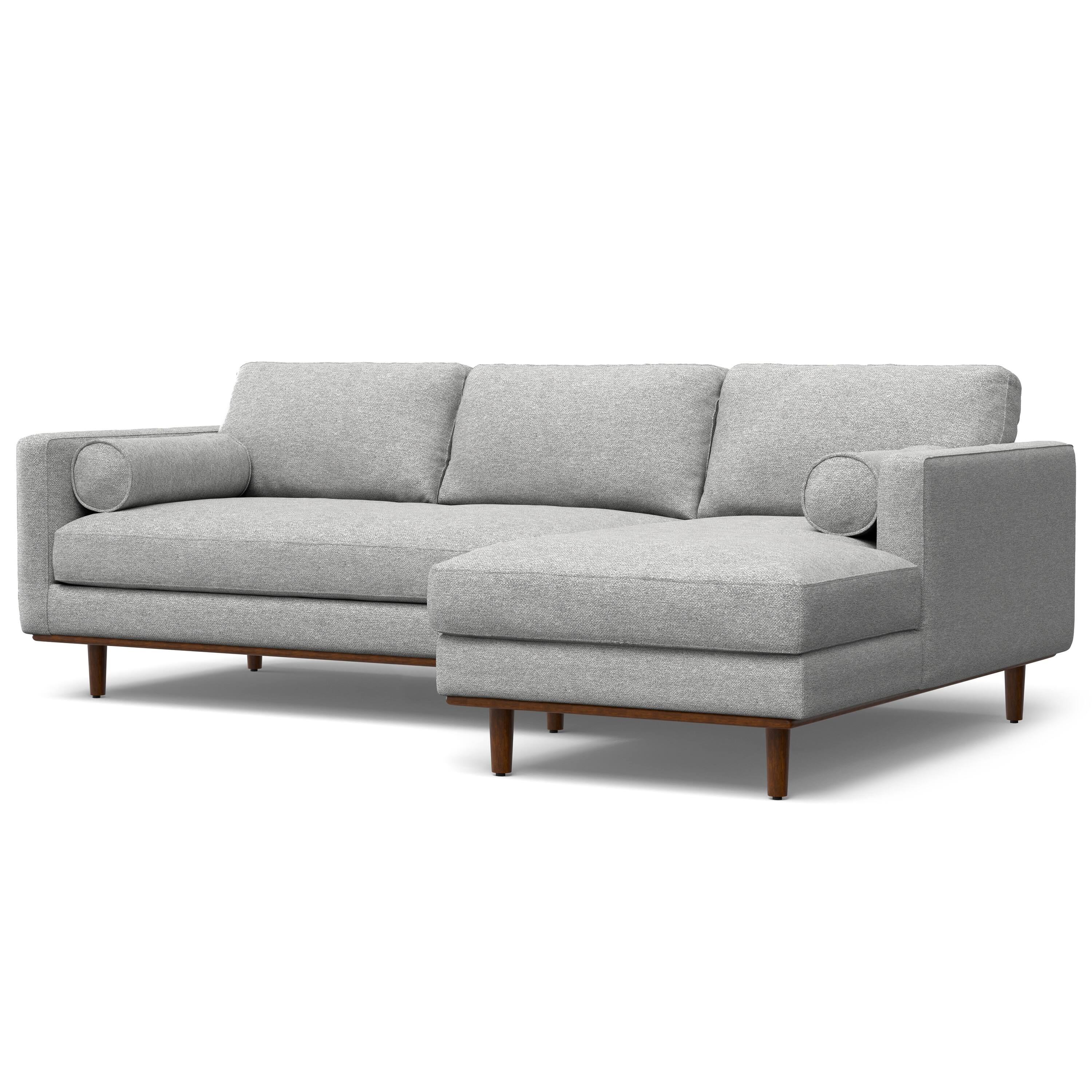 Alt View 7. Simpli Home - Morrison Mid Century Right Sectional 102 inch Wide Sofa Sectional in Mist Grey Tightly Woven Performance Fabric - Mist Grey.