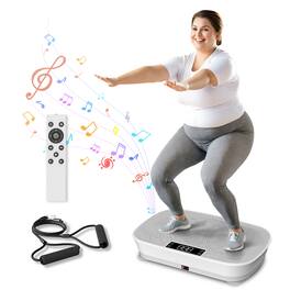 KERDOM - Powerful 99-Speed Vibration Plate Gym, Bluetooth Audio, 300Lb Capacity Home Gym Shaker for Toning & Balance - White