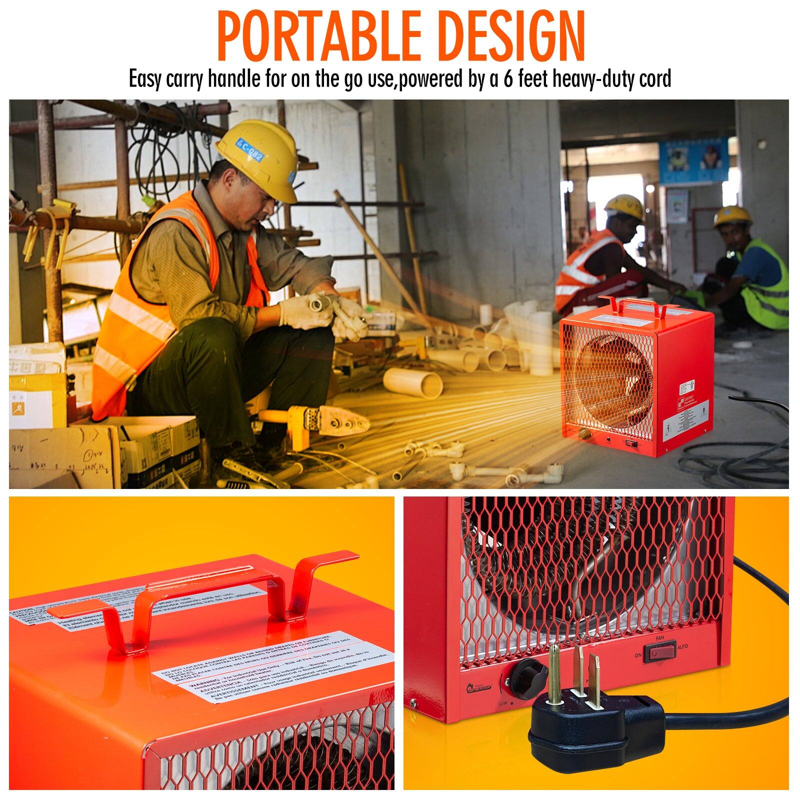 PORTABLE DESIGN  
Easy carry handle for on the go use, powered by a 6 feet heavy-duty cord