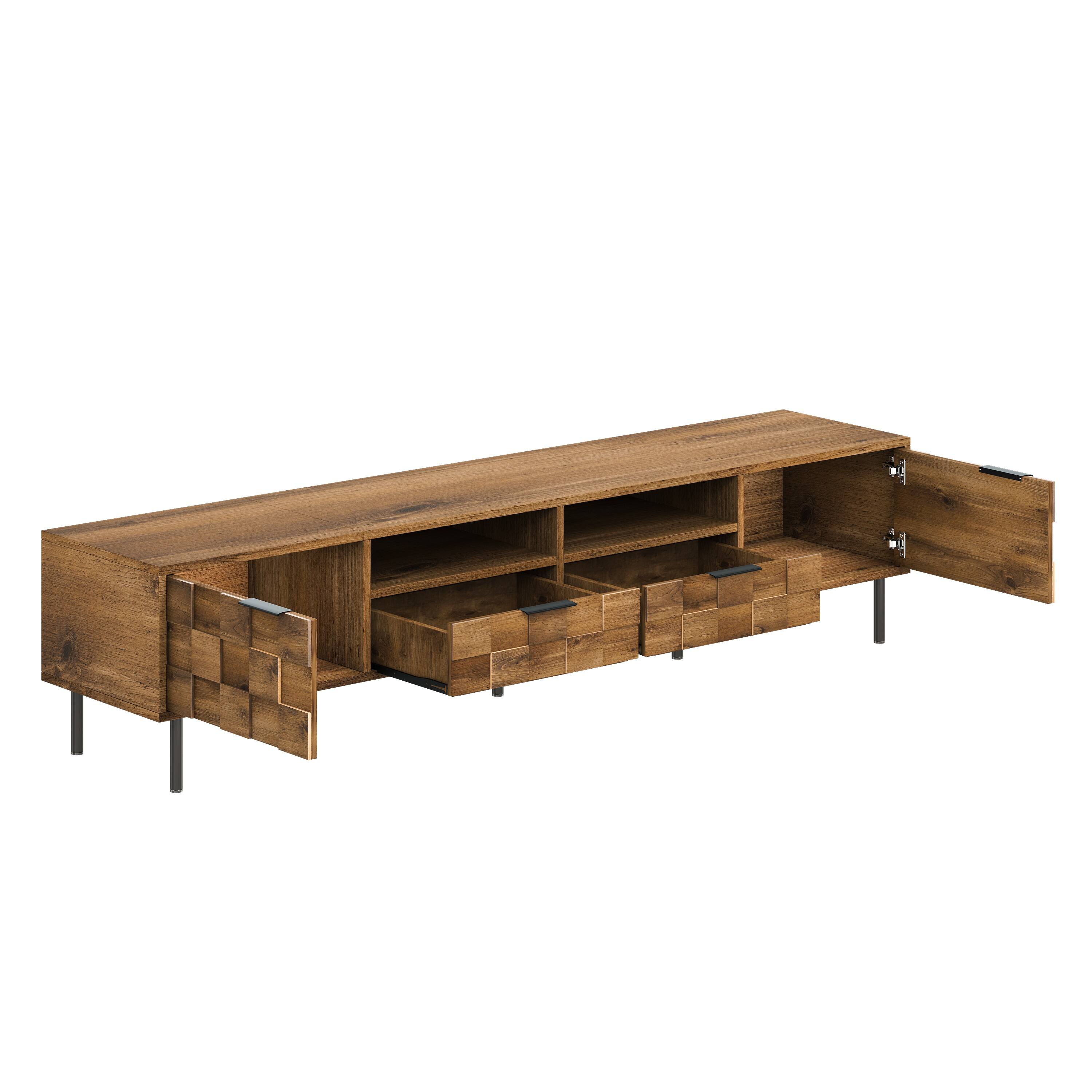 Alt View 9. Whisen - Mid Century TV Stand Media Console for TVs up to 85", with 2 Drawers and Storage for Living room,Home Theatre - Natural.