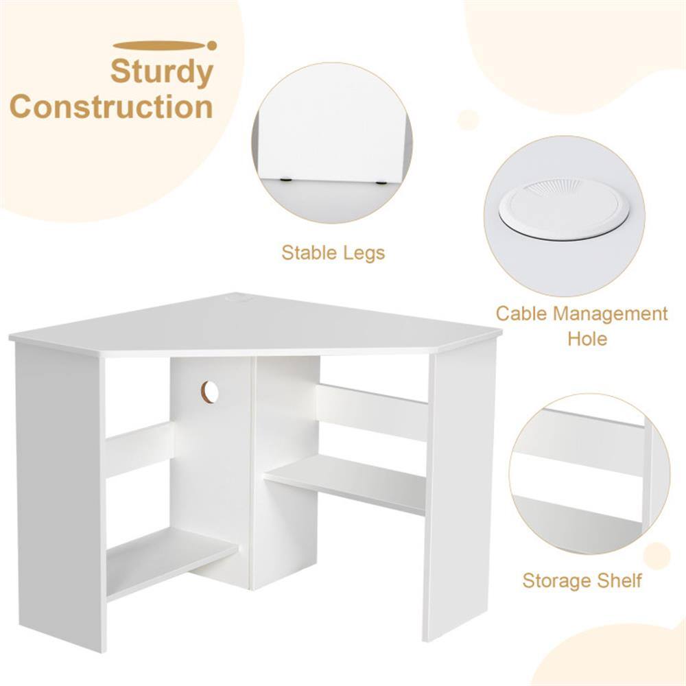 Sturdy Construction  
Stable Legs  
Cable Management Hole  
Storage Shelf