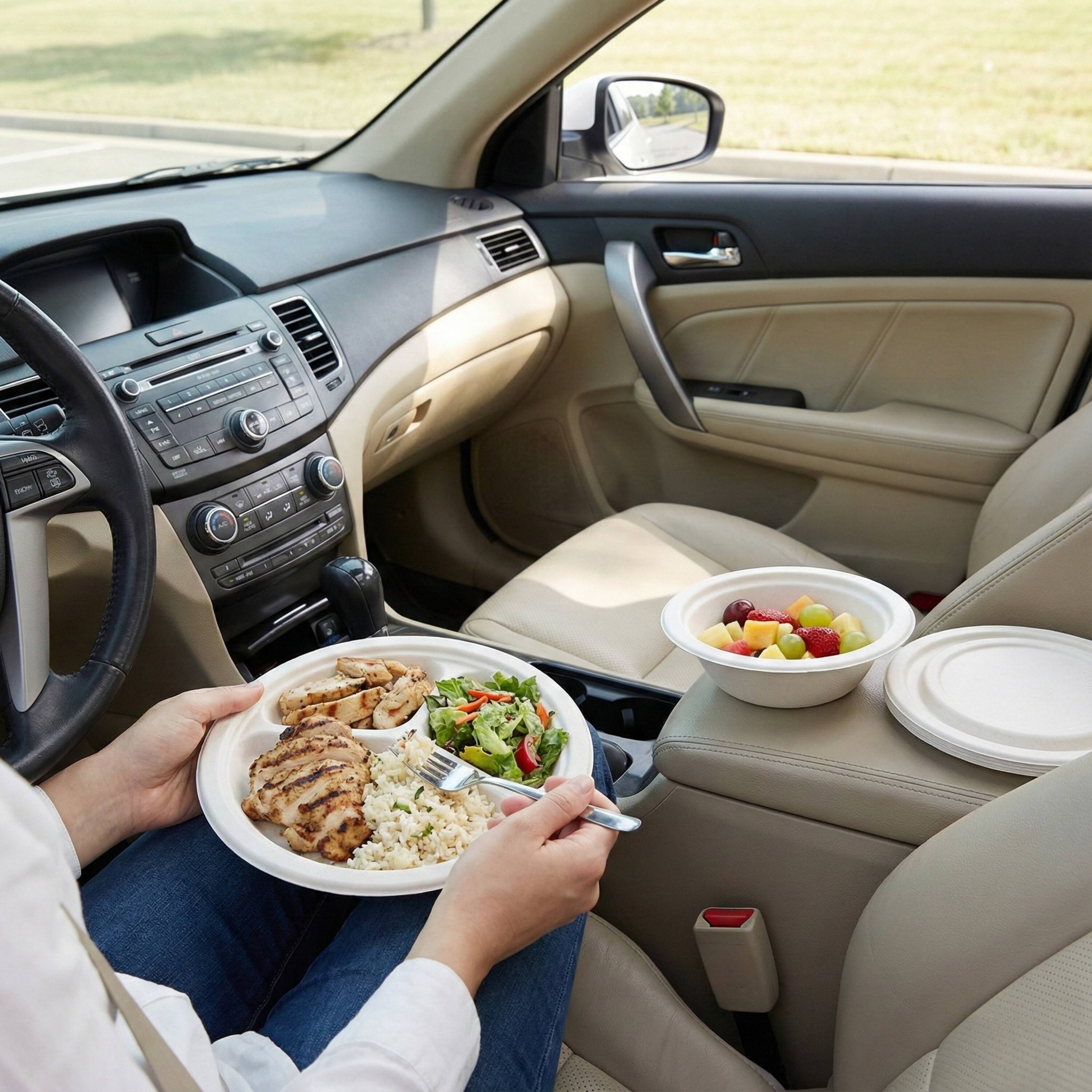 Alt View 7. Eco Harmony Products - Bagasse Plates (PFAS-Free), White, 7", 1000-Pack - White.