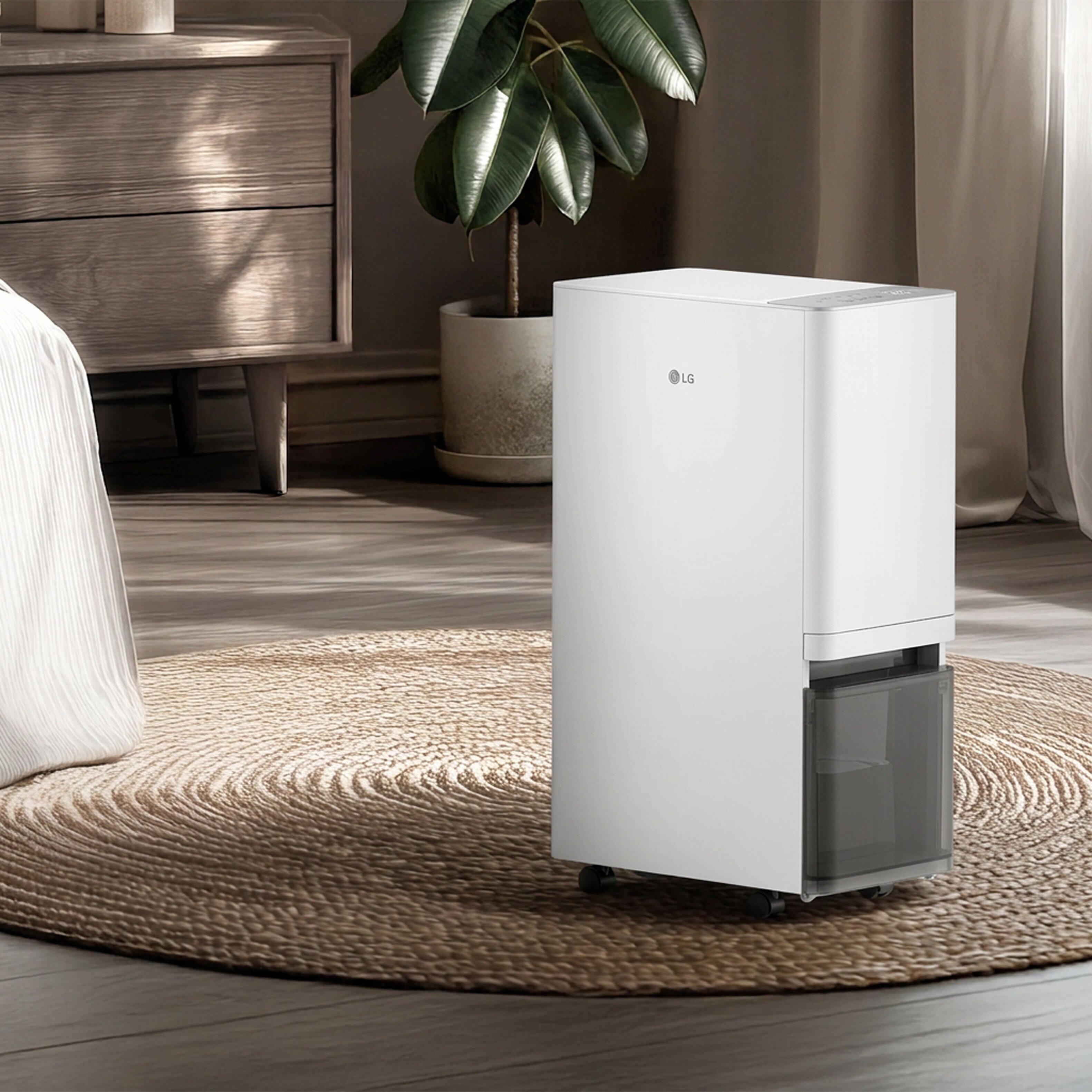 Alt View 4. LG - PuriCare Smart 50-Pint Smart Dehumidifier - Energy Star, Continuous Drain Option, 8.6 Quart Bucket Capacity - White.