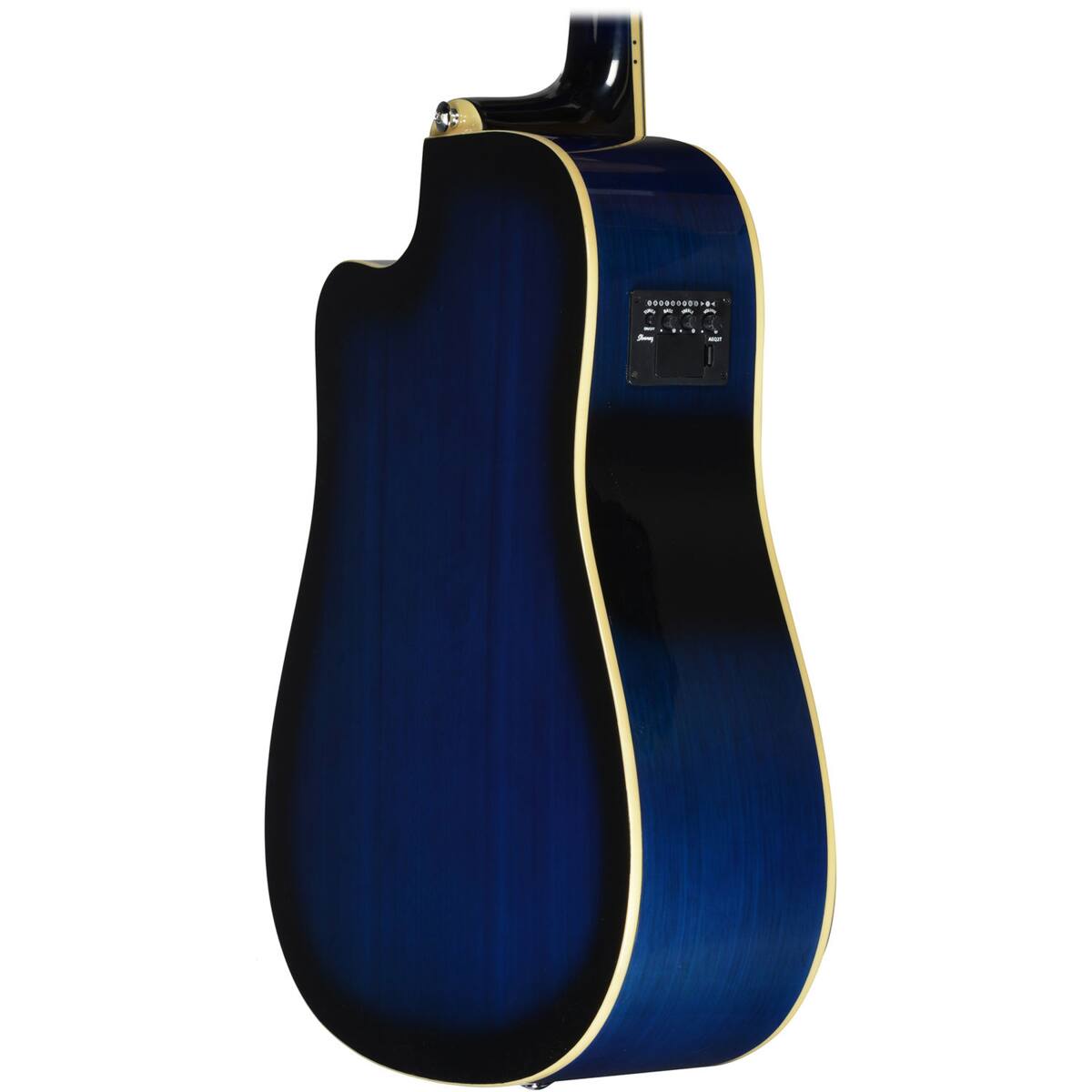Alt View 2. Ibanez - Ibanez Performance PF15ECE Performance Dreadnought Acoustic Electric Guitar, Rosewood Fretboard, Transparent Blue.