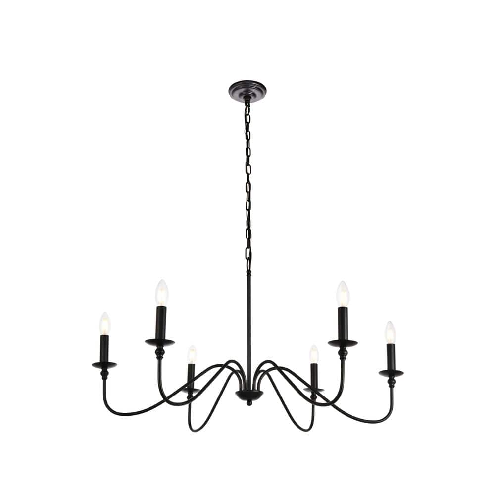 Living District - Rohan Collection Chandelier D36 H19 Lt:6 Finish - Matte Black