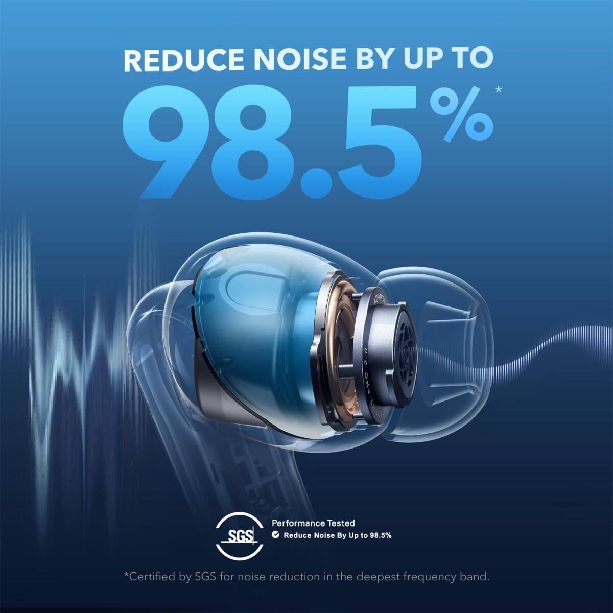 REDUCE NOISE BY UP TO 98.5%  
*Certified by SGS for noise reduction in the deepest frequency band.  

Performance Tested  
Reduce Noise By Up to 98.5%