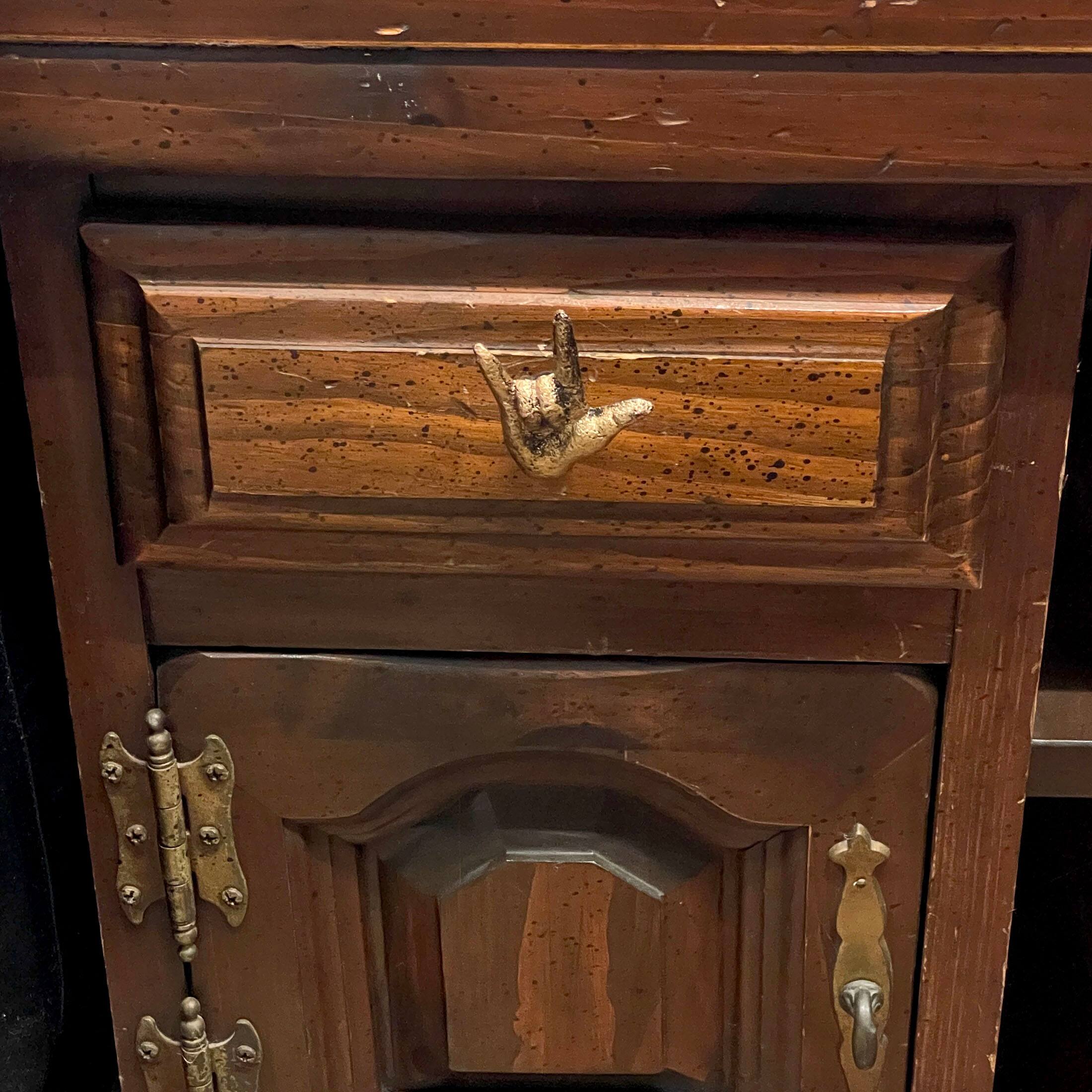 Alt View 3. Zeckos - Set of 6 Antique Gold Cast Iron Hand Cabinet Knobs SLA Drawer Pulls - Gold.