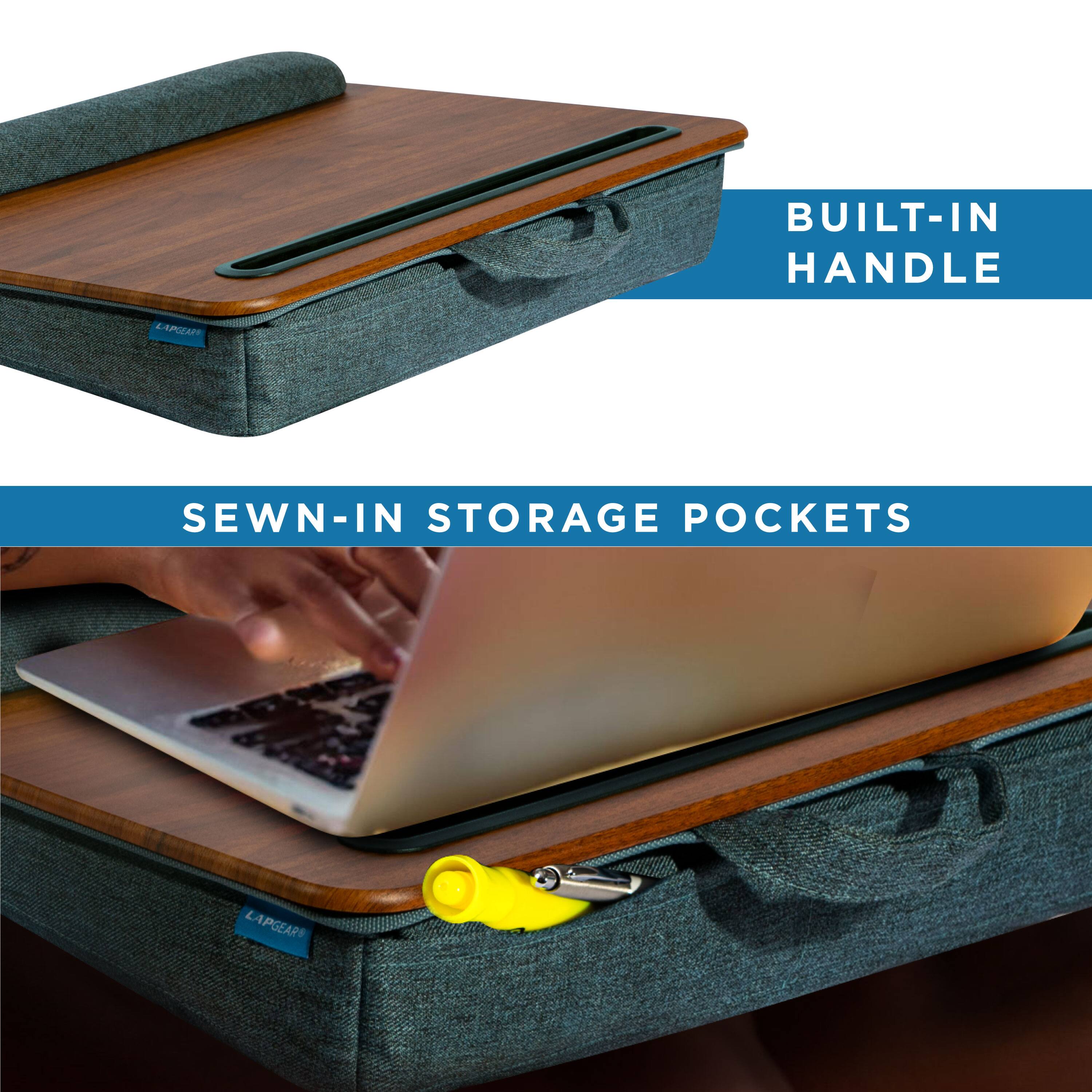 BUILT-IN HANDLE  
SEWN-IN STORAGE POCKETS