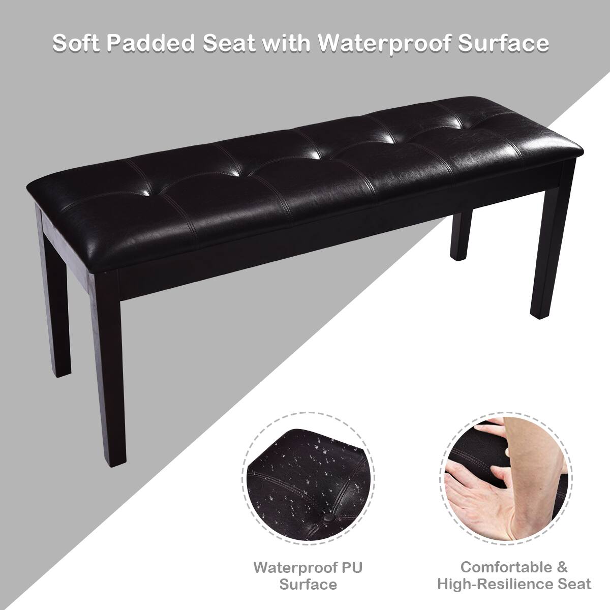 Soft Padded Seat with Waterproof Surface: Waterproof PU Surface, Comfortable & High-Resilience Seat