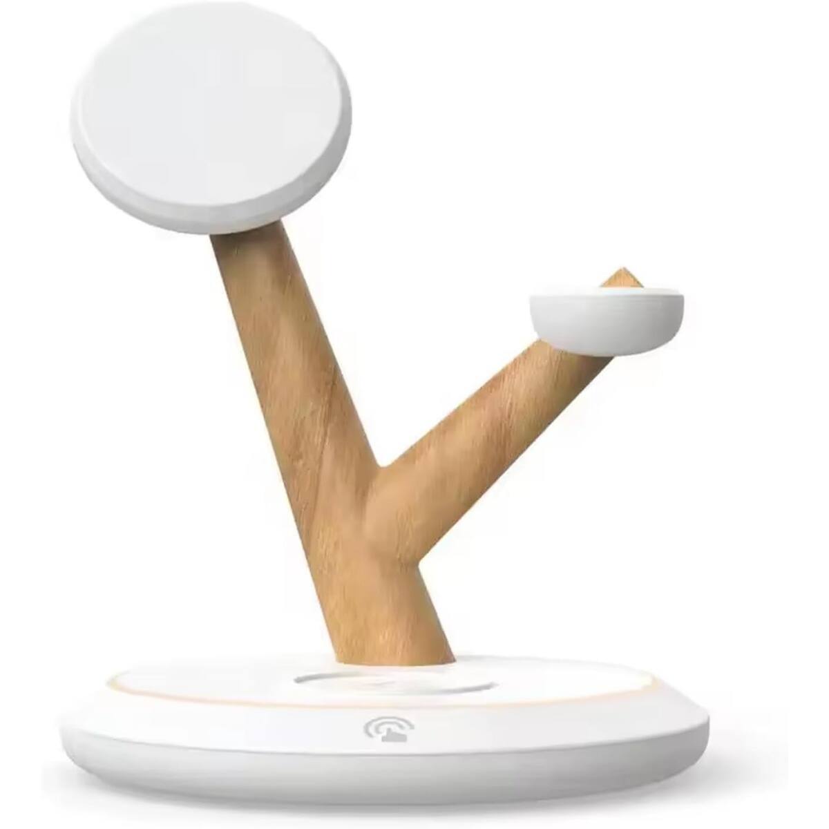 YOKEYS - 3 in 1 Wireless Charger Stand,15W Fast Charging Station with Magnetic Pad & Auto-Sensing - for iPhone,AirPods - White