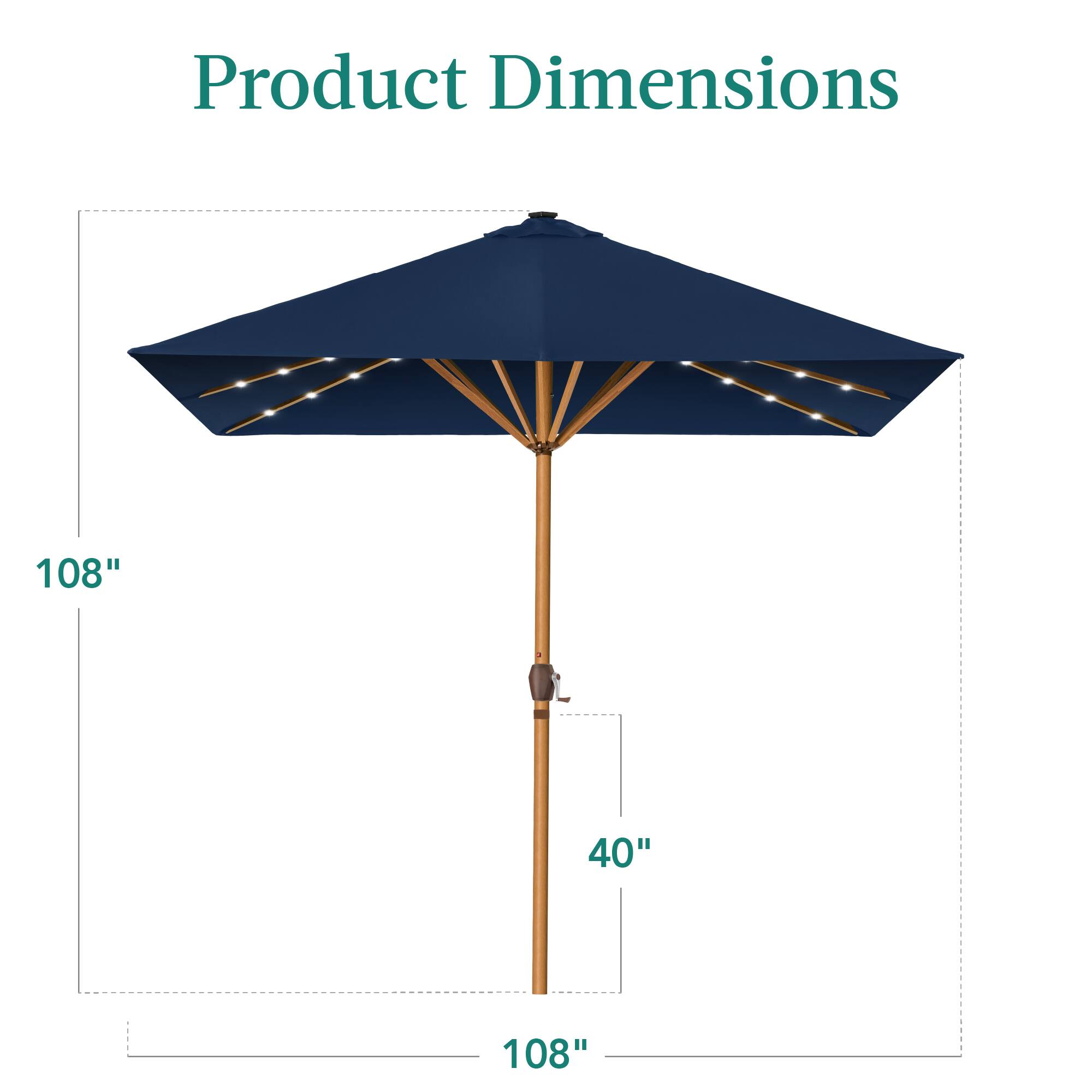 The product dimensions are 108" x 40" x 108".