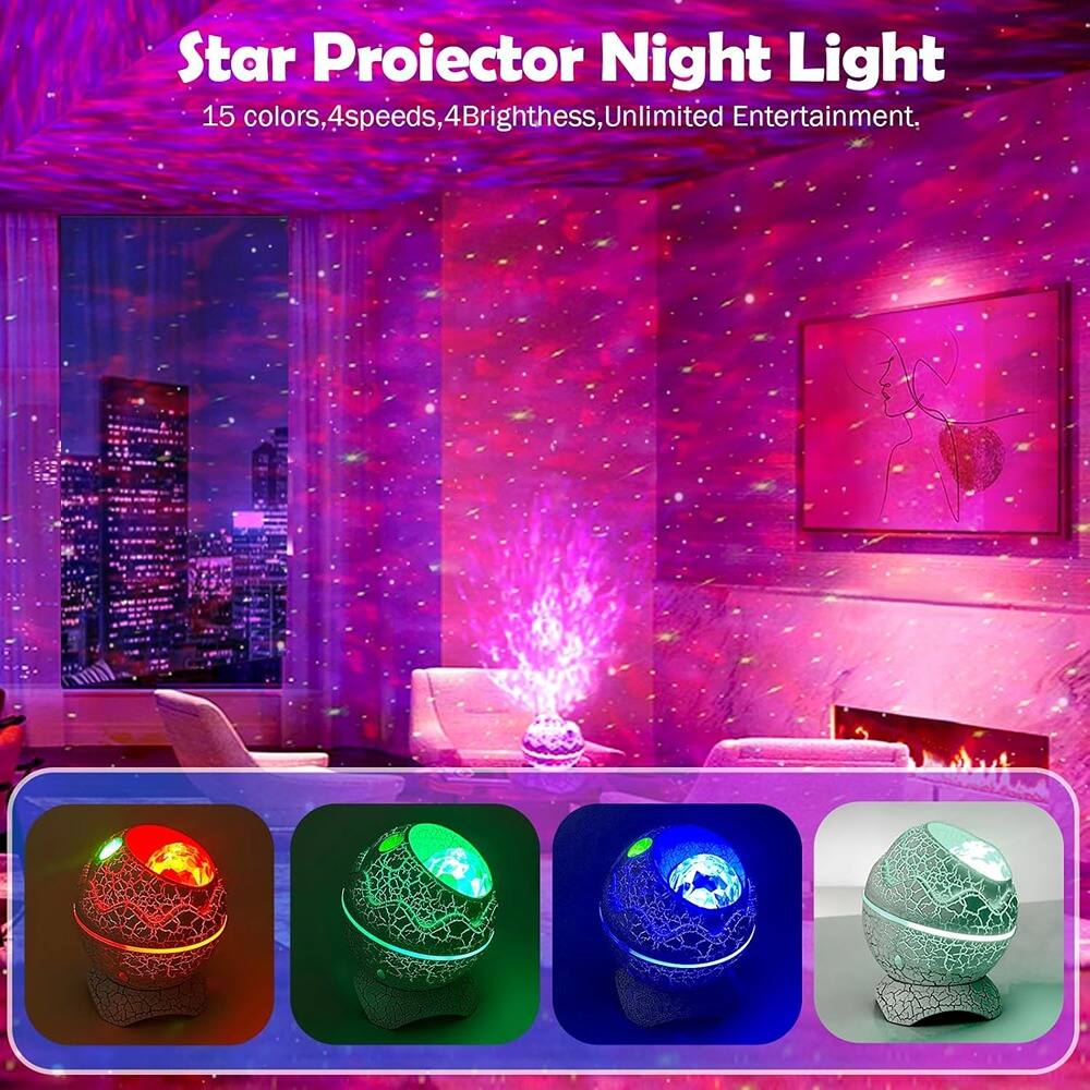 Star Projector Night Light  
15 colors, 4 speeds, 4 brightness, Unlimited Entertainment.
