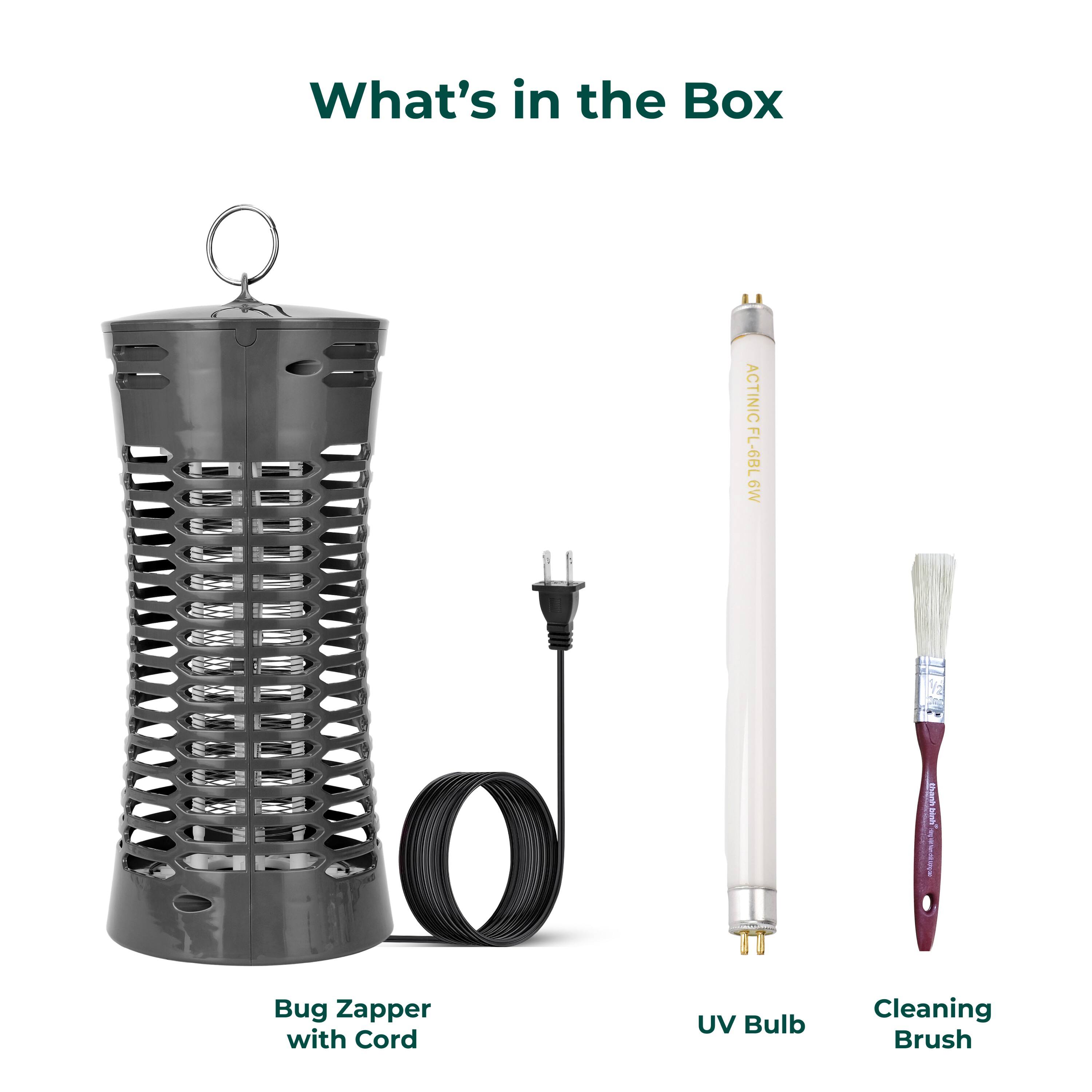 What's in the Box

Bug Zapper with Cord
UV Bulb
Cleaning Brush