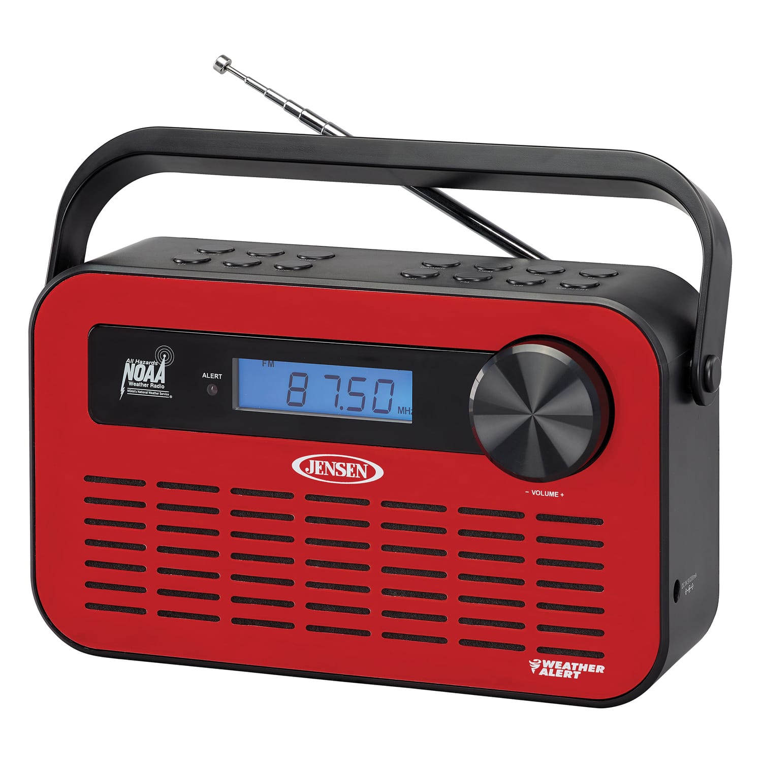 Jensen - JEP-250 Portable Digital AM/FM Weather Radio with Weather Alert and 2-Way Charging, JEP-250 - Red