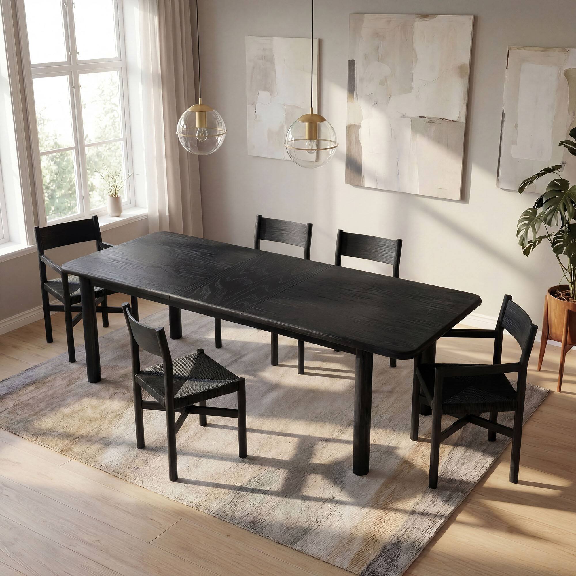 Alt View 6. Modway - Alvia 86"–105" Extendable Rectangular Wood Dining Table by Modway - Black.