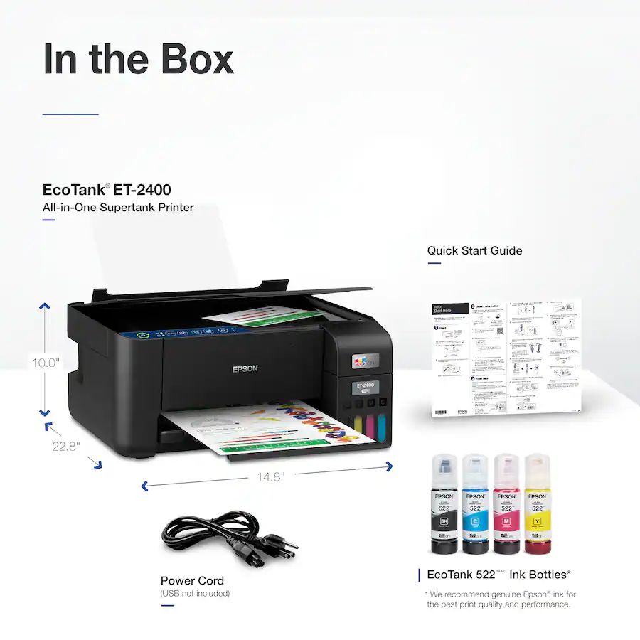 Epson EcoTank ET 2400 Wireless Color All in One Cartridge Free ...