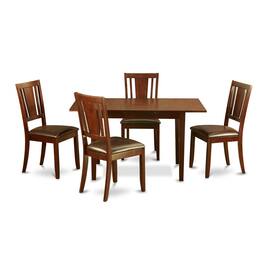 East West Furniture - 5 Pc Small dinette set - Table with Leaf and 4 Kitchen Chairs - Mahogany