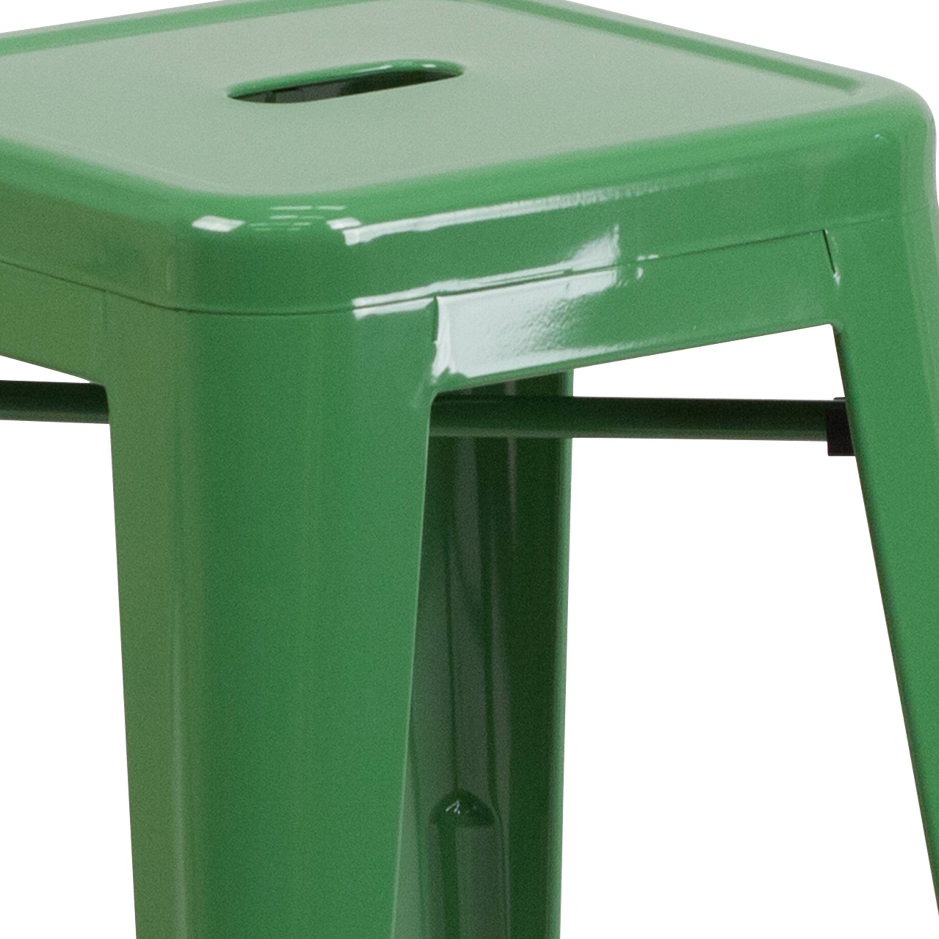 Alt View 9. Emma + Oliver - Commercial Grade 24"H Backless Metal Indoor-Outdoor Counter Stool w/ Square Seat - Green.