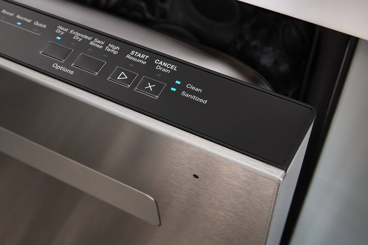 Boost  
Normal  
Quick  
Heat Dry  
Extended Dry  
Sani Rinse  
High Temp  

Options  
START Resume  
CANCEL Drain  
Clean  
Sanitized