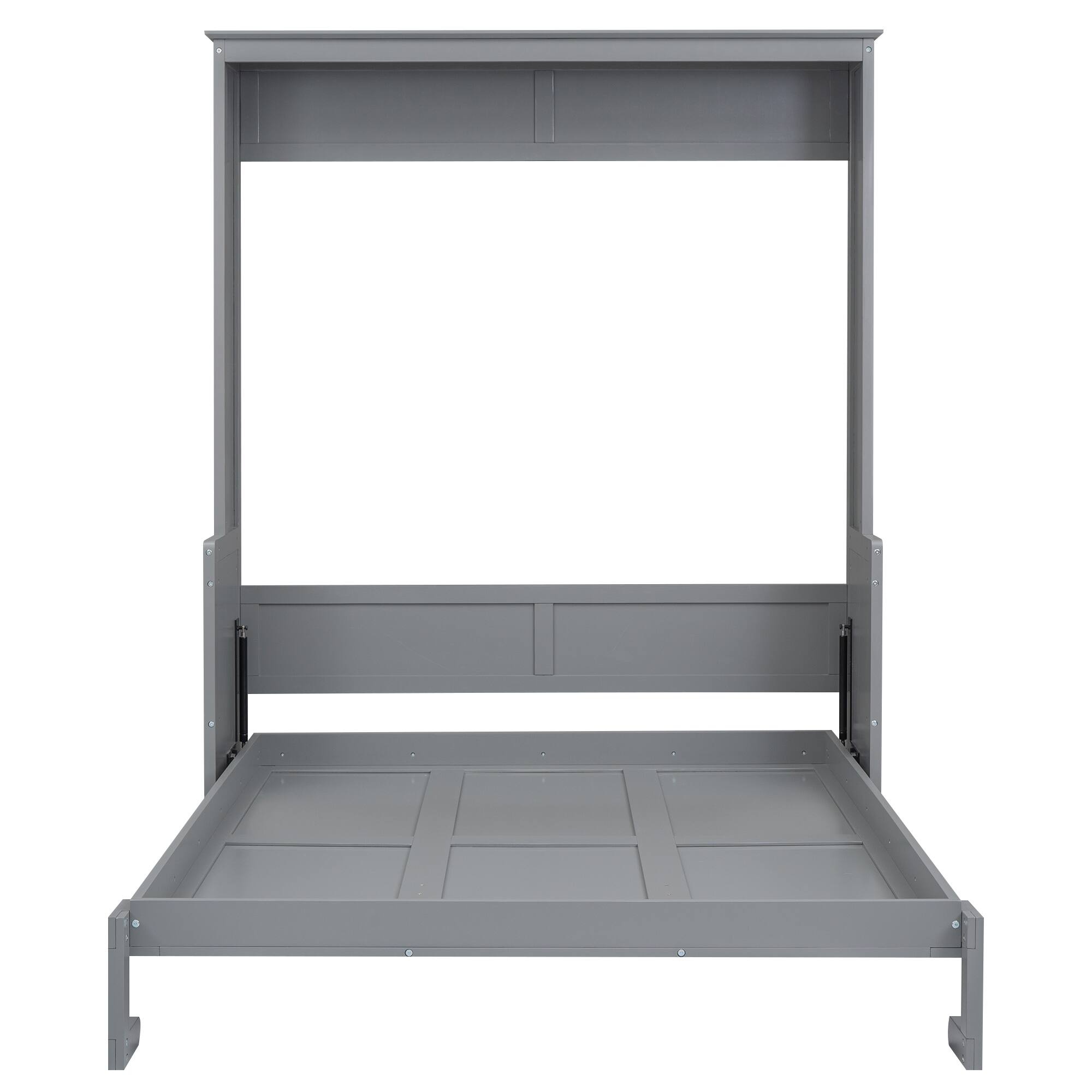 Alt View 6. Tiramisubest - Queen Size Murphy Bed with Shelf, Gray: Solid Wood+MDF, 86x70x87, 192lbs - Gray.