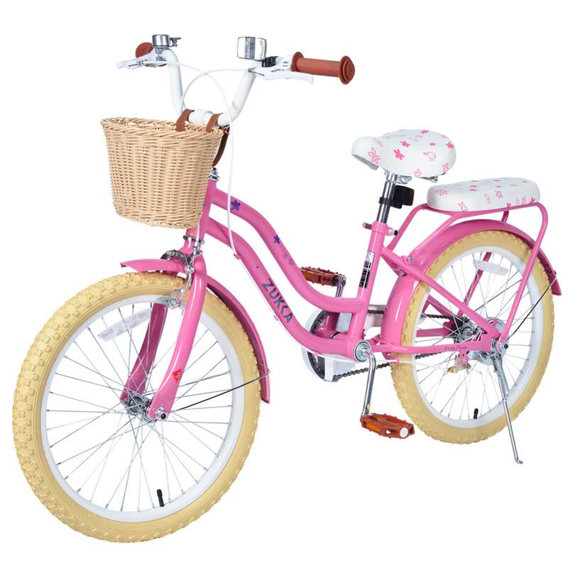 Alt View 2. HTUTWOO - 20" Children's Bicycle Bikes with Basket for Ages 8-11 Cruiser Girls Bike Single Speed, No Training Wheels Included - Pink.