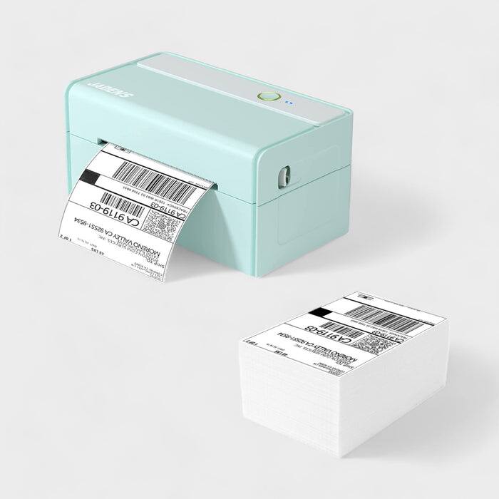 JADENS - 468BT Thermal Label Printer – Bluetooth & USB Connectivity, High-Speed, Ink-Free, Includes 500 4x6 Shipping Labels - Green