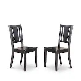East West Furniture - Dudley Dining Chair with Wood Seat Finish - Black